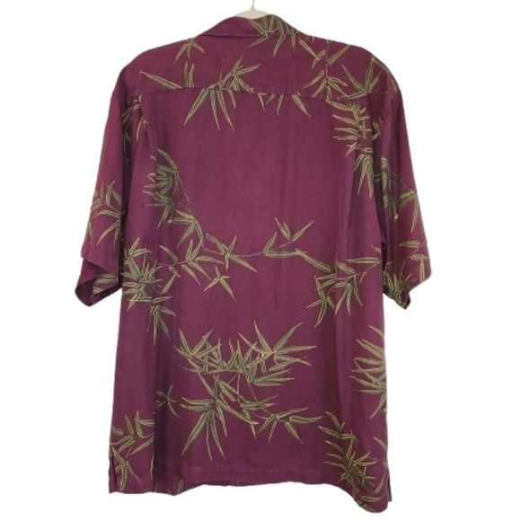 Tommy Bahama 100% Silk Deep Magenta/Burgundy Tropical Print Shirt Size L Light - Picture 3 of 12